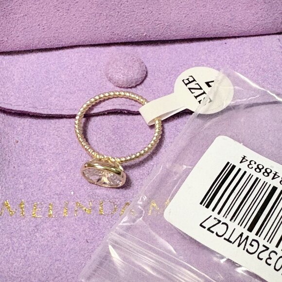 Melinda Maria Oval Twisted Rope 18k Gold Plated Minimalist Ring 7 - Picture 2 of 3